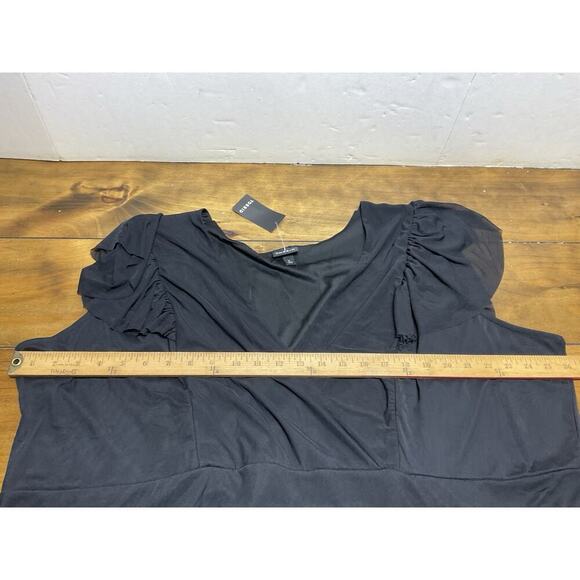 Torrid Black Mesh Surplice Flutter Sleeve Babydoll Top Plus Size 5X - Picture 7 of 9